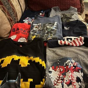 Short sleeve shirt bundle size 8 baseball, Lego, USA, Roblox and Ninja
